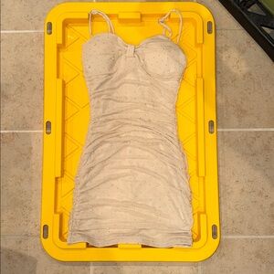 Lovely Day Beige Ruched Dress